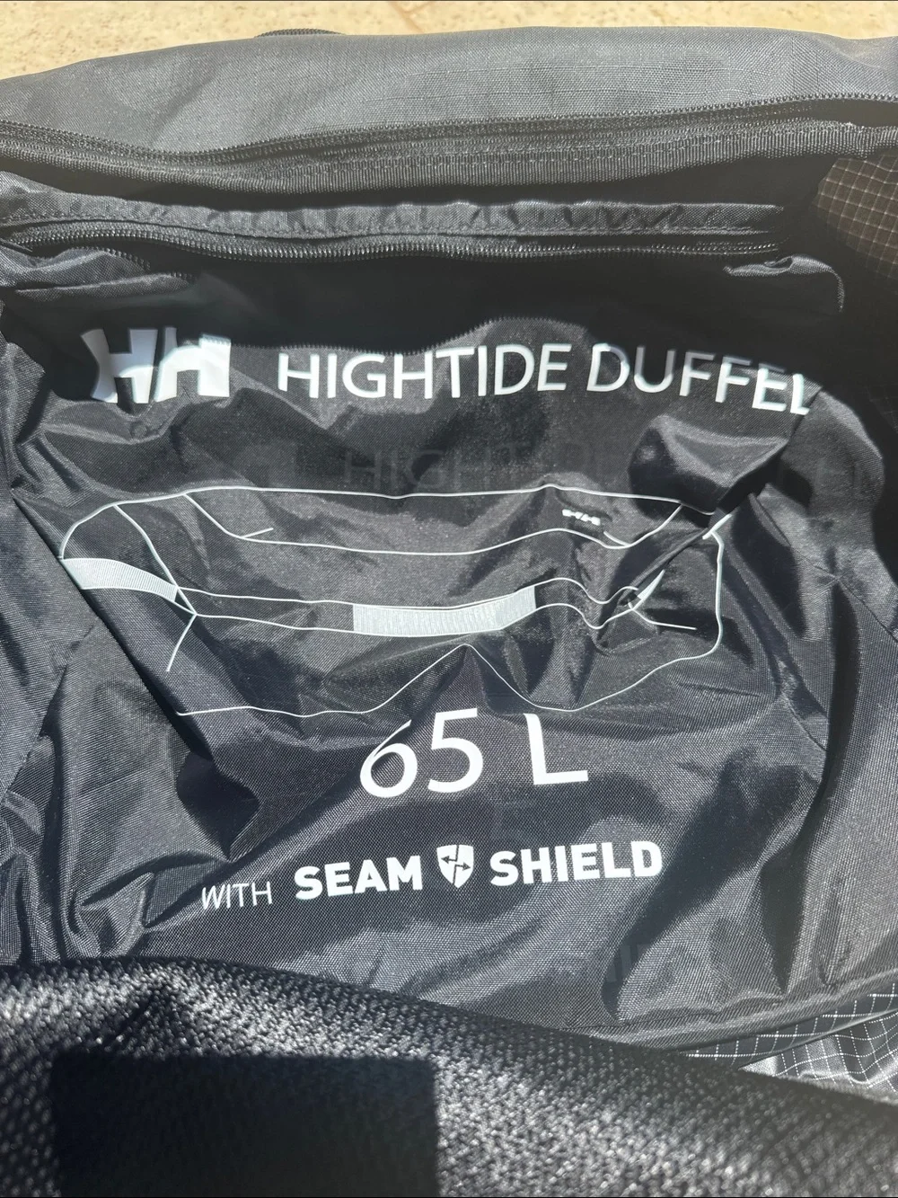Helly Hansen Black High Tide 65 L Duffel Bag - HH Logo Travel Bag
